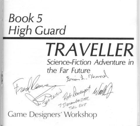 Title page of my High Guard book, signed by the attendees.