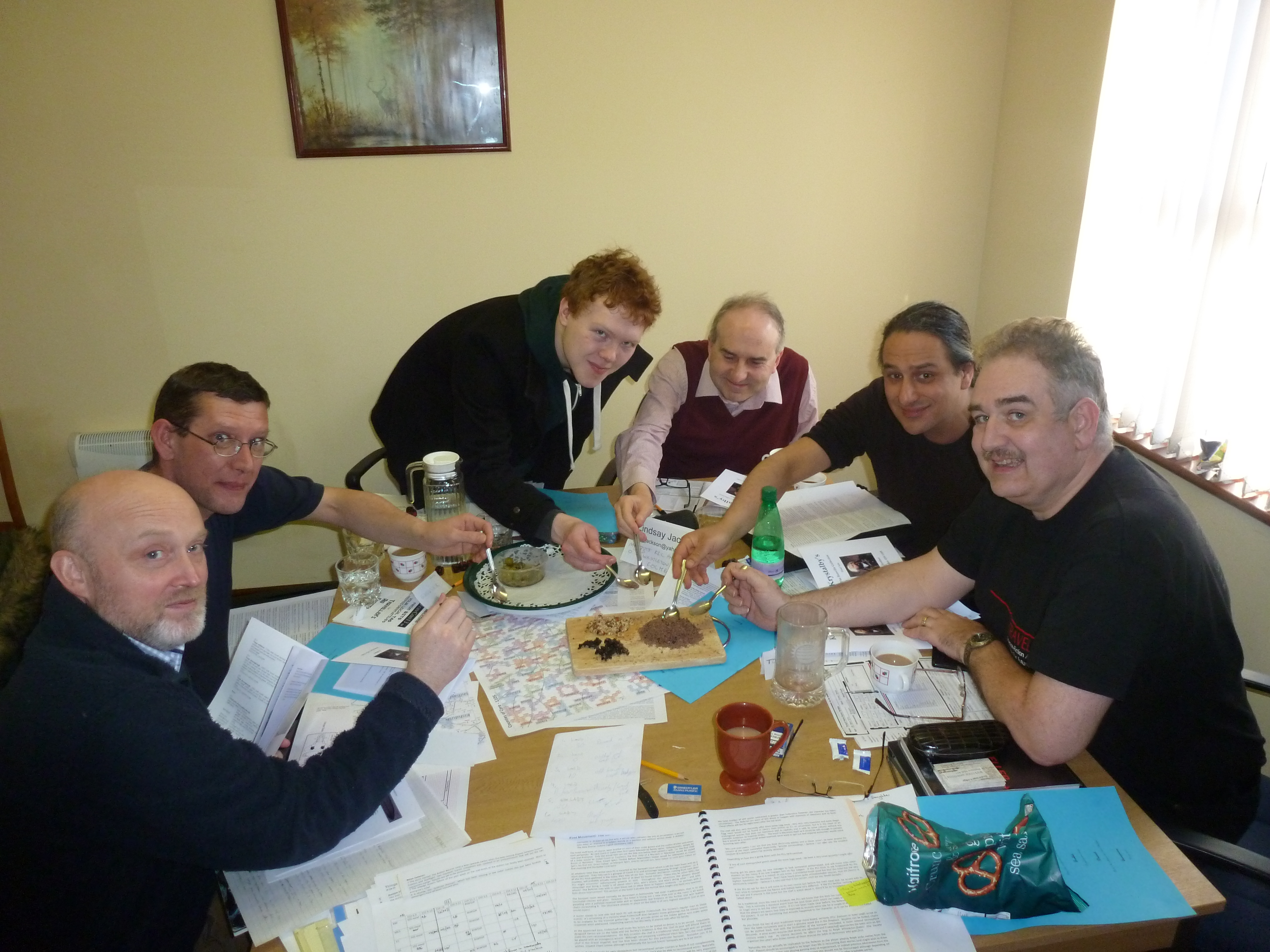 The scions tuck into the final course of their banquet: the Vargr merd board